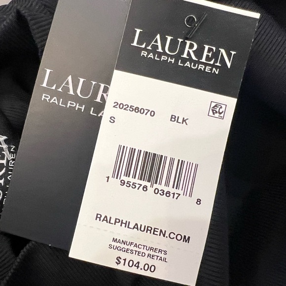 Lauren Ralph Lauren Ribbed Cropped Mockneck Rash Guard Black Swim TOP ONLY NEW - Picture 8 of 9